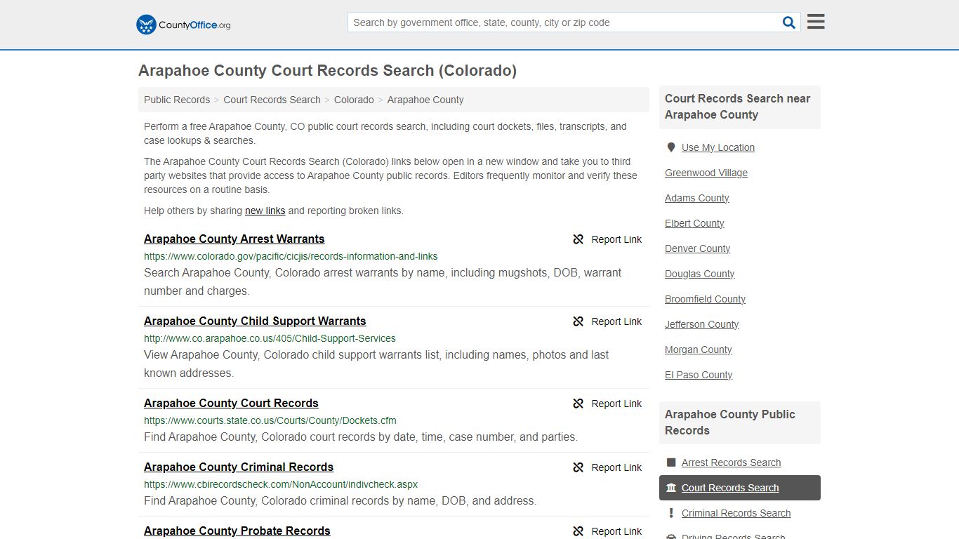 Arapahoe County Court Records Search (Colorado) - County Office